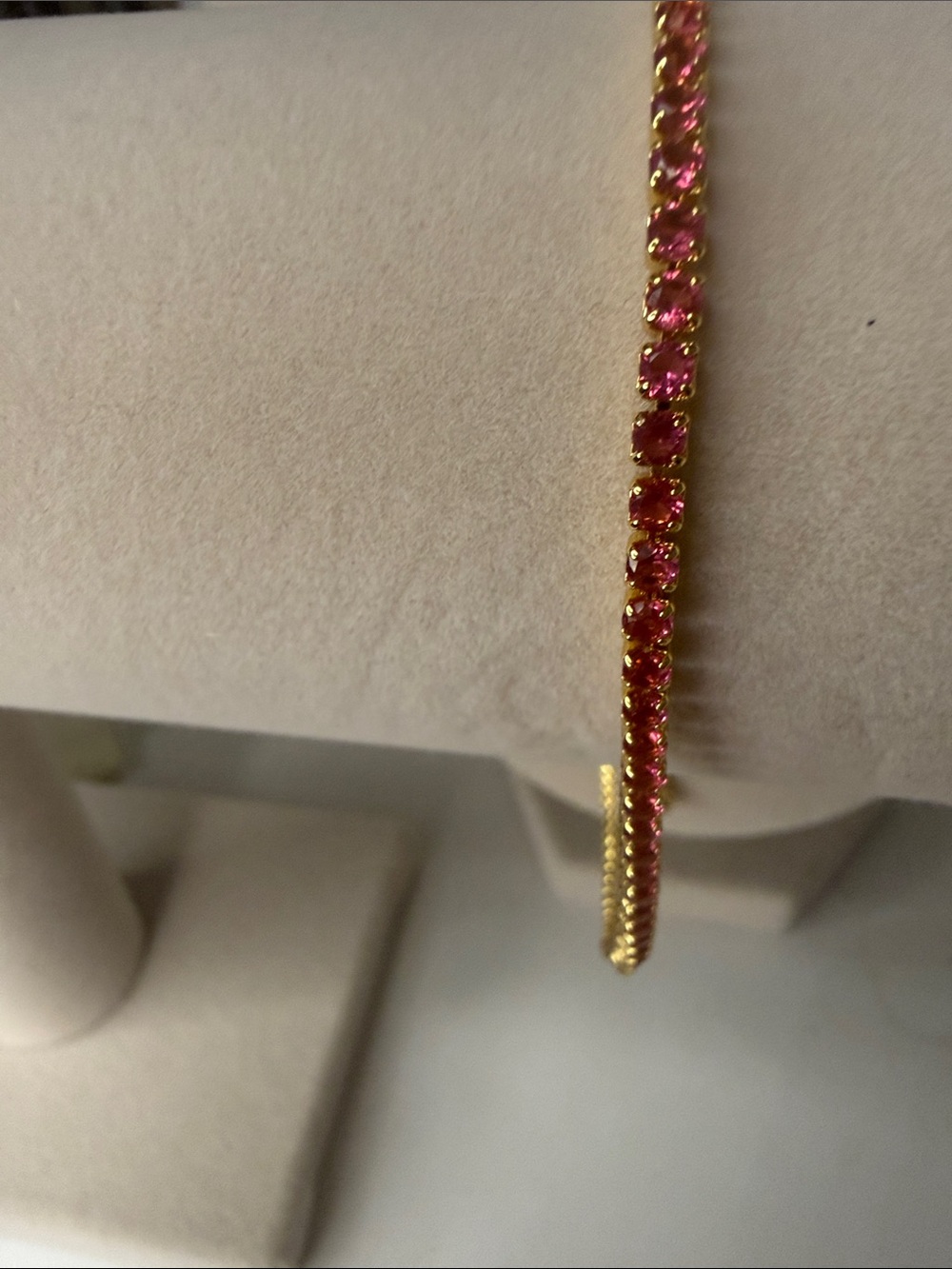 Pink CZ Tennis Adjustable Bracelet in Gold